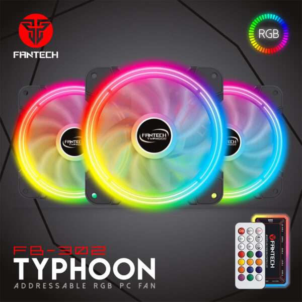 FB-302 TYPHOON RGB FAN 3n1 W/ HUB AND REMOTE CONTROL