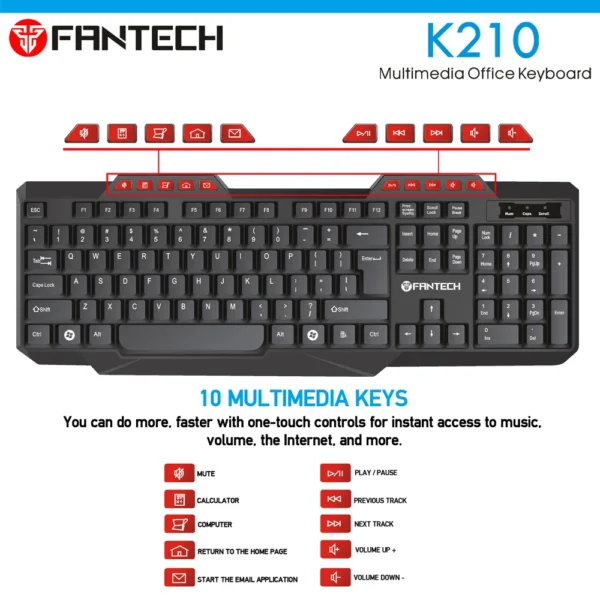 FANTECH K210 Multimedia Office Keyboard