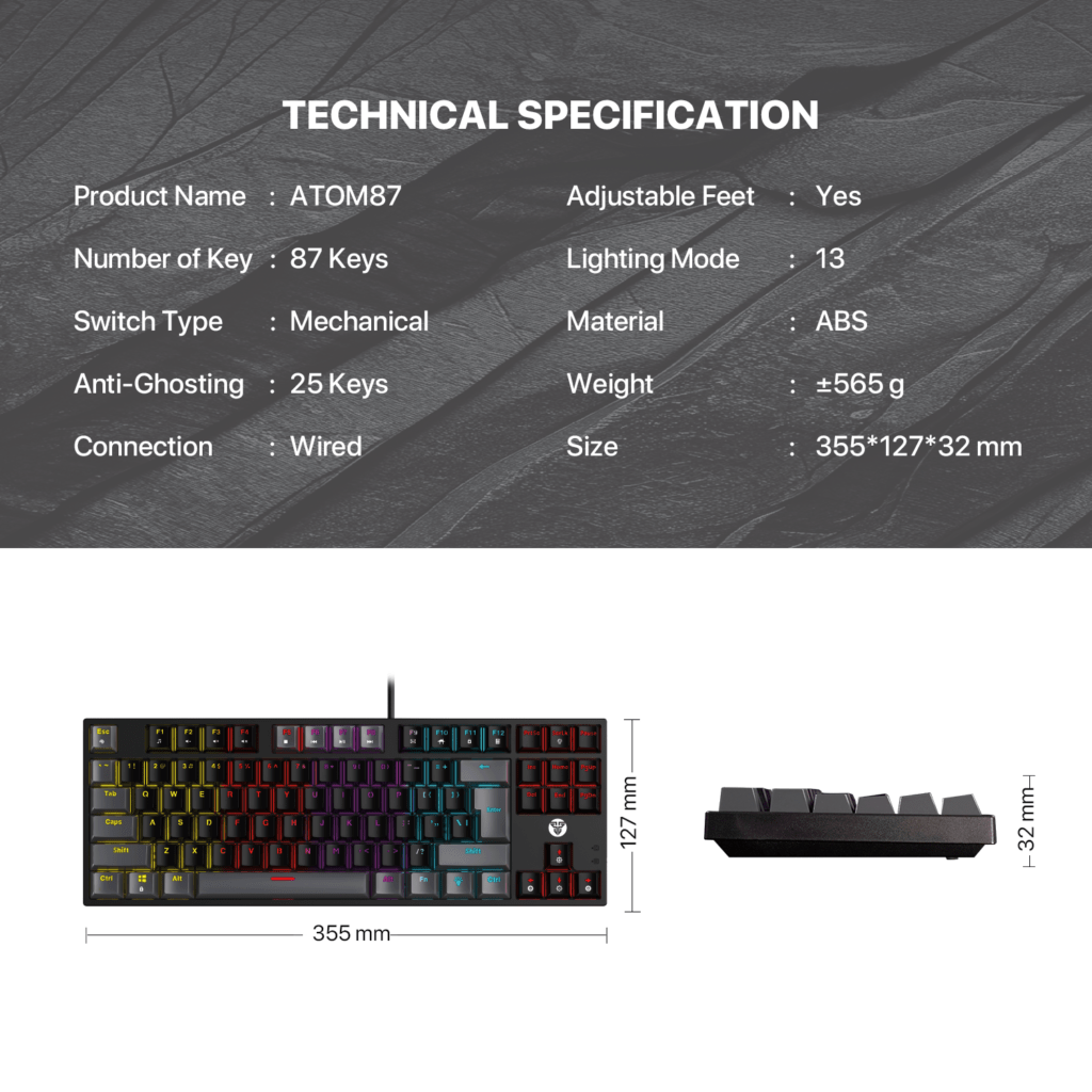 Fantech Atom mk876 v2 Mechanical gaming keybord