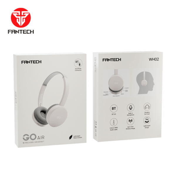 FANTECH WH02 GO AIR Bluetooth 5.0 Wireless Headphone Dual Connection - BLACK