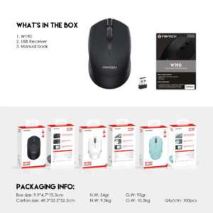 FANTECH W190 2.4Ghz USB + Bluetooth Dual Mode Wireless Mouse Mute Lightweight