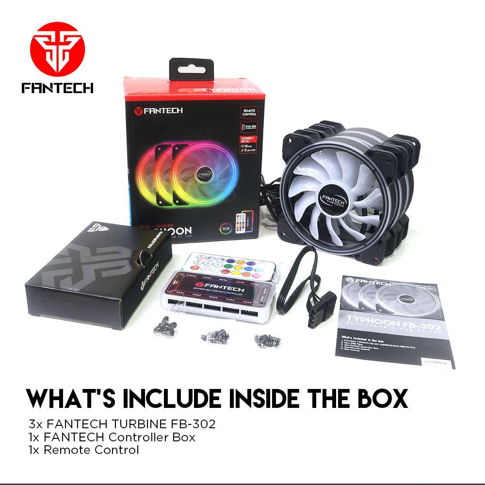 FB-302 TYPHOON RGB FAN 3n1 W/ HUB AND REMOTE CONTROL