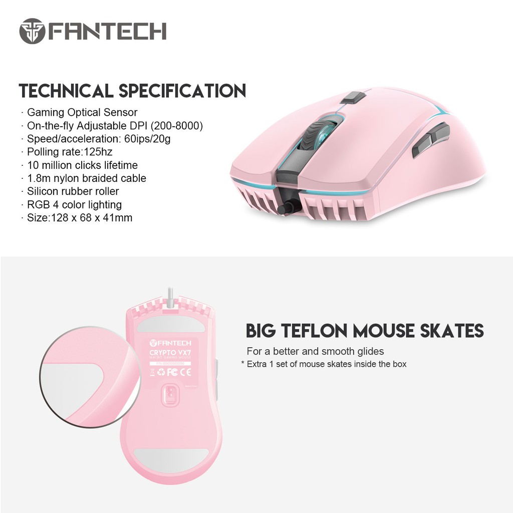 FANTECH VX7 CRYPTO SAKURA EDITION RGB Gaming Mouse