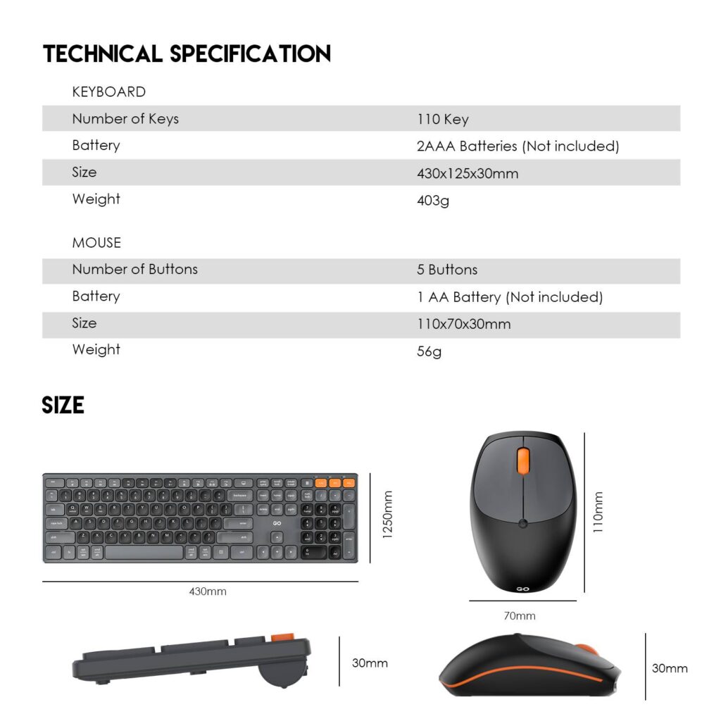 FANTECH WK895 GO Pop Office Wireless Keyboard Mouse Combo - BLACK