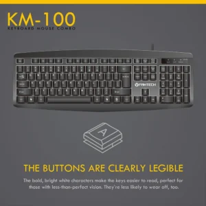 FANTECH KM100 Office Professional Keyboard Mouse Combo