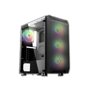 Fantech CG 80 Gaming ATX Computer Case Computer Tower with 4x rainbow fans - Black