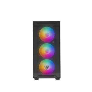 Fantech CG 80 Gaming ATX Computer Case Computer Tower with 4x rainbow fans - Black