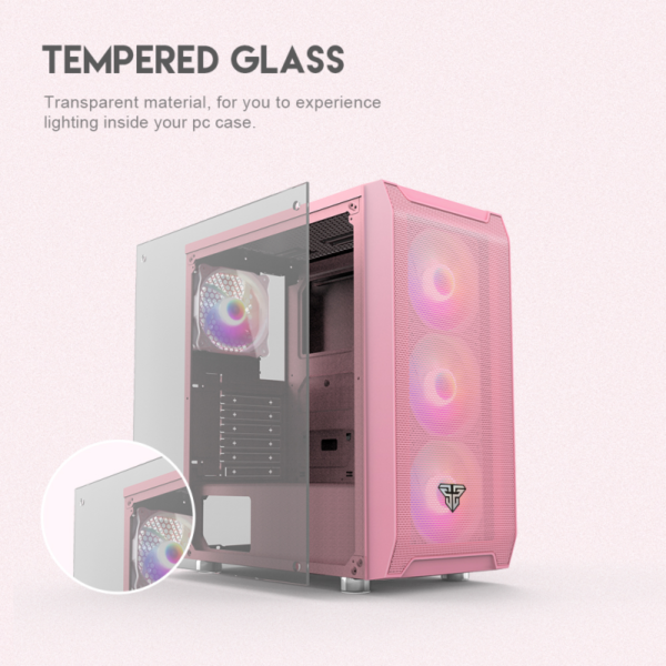 Fantech CG80 AERO RGB MIDDLE TOWER CASING SAKURA EDITION PINK Free 4 fans