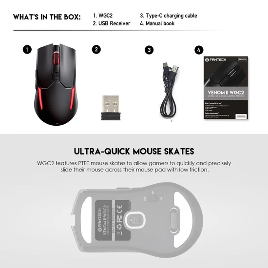 Fantech VENOM II WGC2 BLACK WIRELESS MOUSE