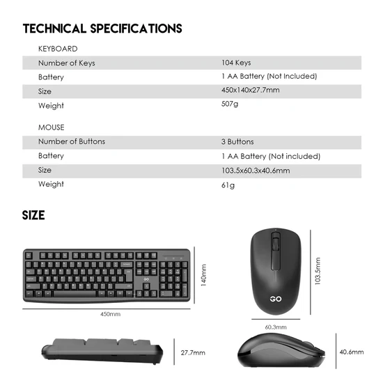 FANTECH WK-894 Wireless Keyboard Mouse Combo