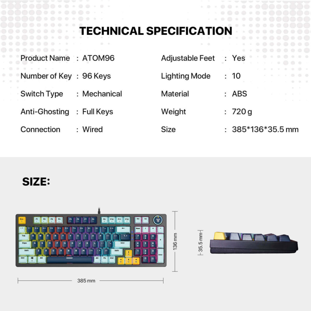 FANTECH ATOM96 MK890 V2 MECHANICAL KEYBOARD