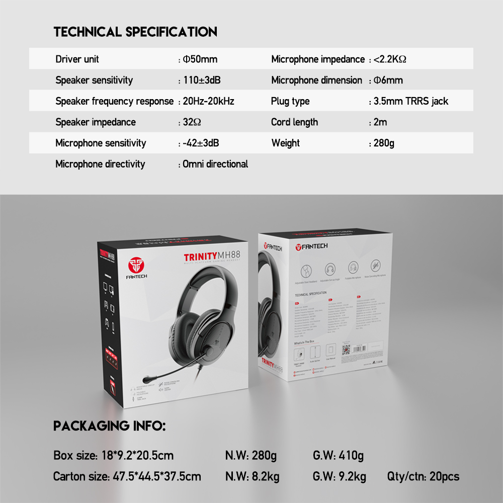 FANTECH TRINITY MH88 GAMING HEADSET