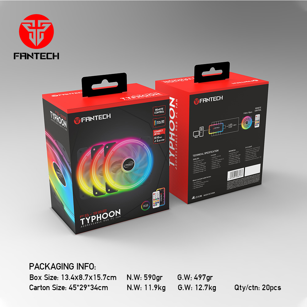 FANTECH TYPHOON FB302 ADDRESSABLE RGB PC FAN