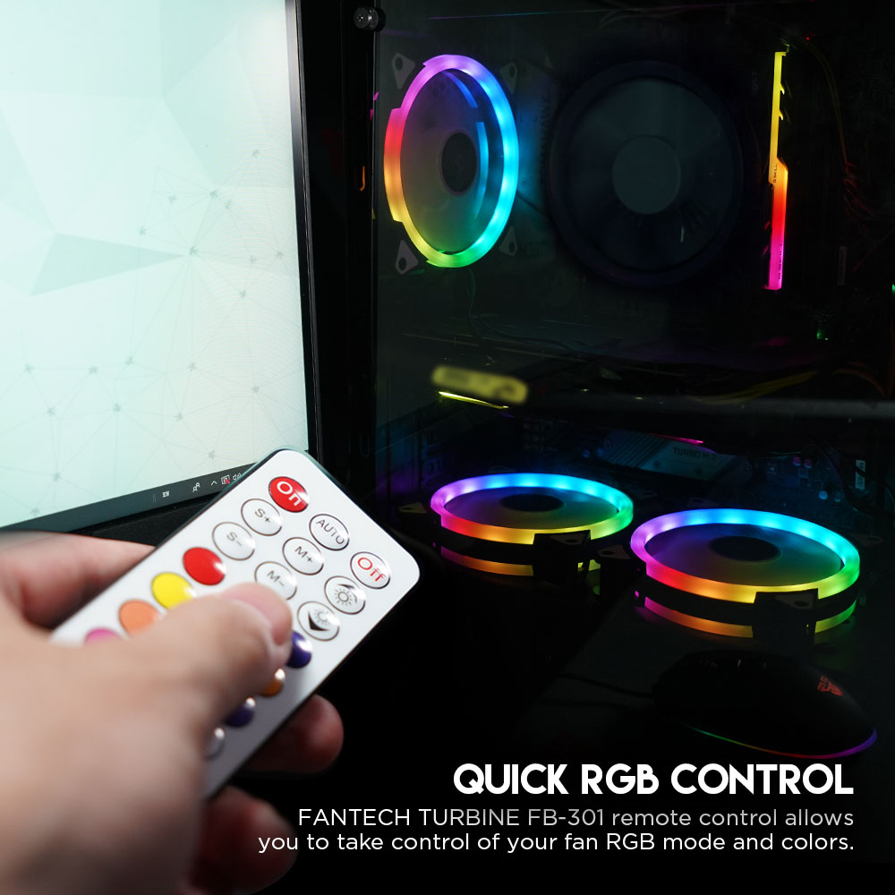 Fantech FB-301 TURBINE RGB FAN 3n1 W/ HUB AND REMOTE CONTROL