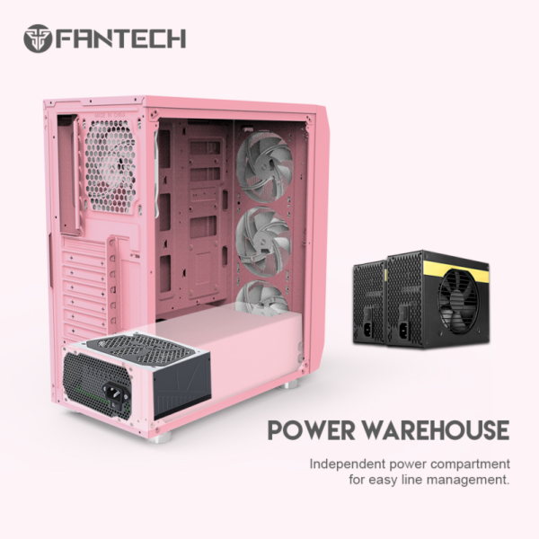 Fantech CG80 AERO RGB MIDDLE TOWER CASING SAKURA EDITION PINK Free 4 fans