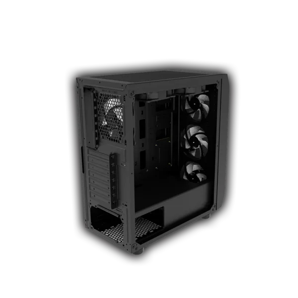 Fantech CG 80 Gaming ATX Computer Case Computer Tower with 4x rainbow fans - Black - Image 2