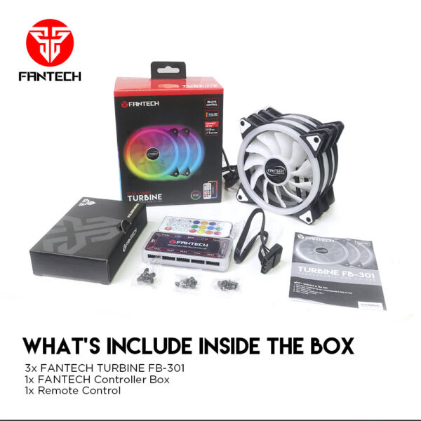 Fantech FB-301 TURBINE RGB FAN 3n1 W/ HUB AND REMOTE CONTROL - Image 4