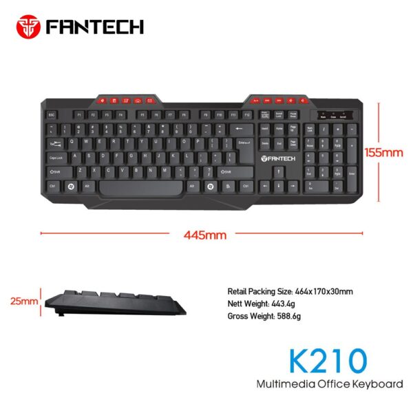 FANTECH K210 Multimedia Office Keyboard - Image 4