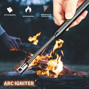 Windproof Arc Pulse Fire Igniter 360 Degree Free Rotation BBQ Stove Lighter USB Rechargeable Electric Candle Lighter