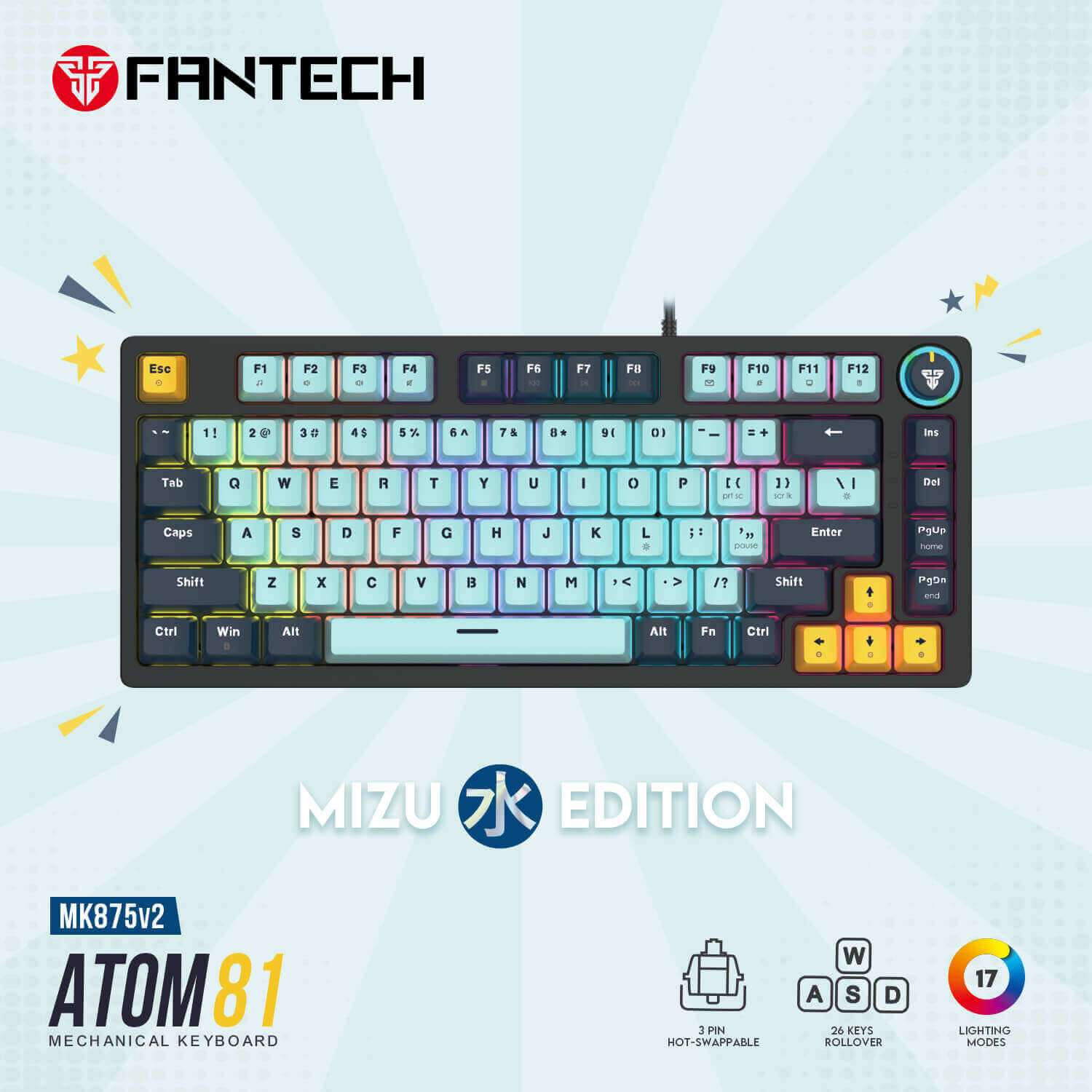 Fantech MK875 V2 Atom 81 Hot Swappable Mechanical Keyboard