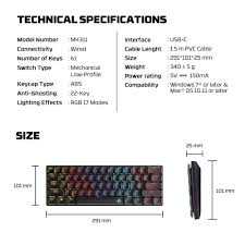 FANTECH ATOM AIR61 MK311 LOW-PROFILE MECHANICAL GAMING KEYBOARD