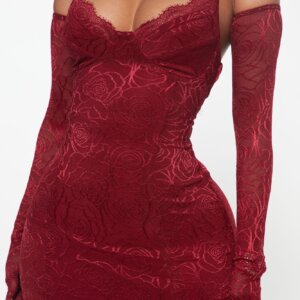 Back slit Maxi Dress with Gloves