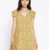 Flora Printed Open Back Side Slit Mini Dress
