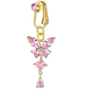 Crystal Butterfly Fake Belly Button Ring