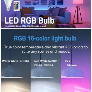 16 Color RGB LED Light Bulb with Remote Control