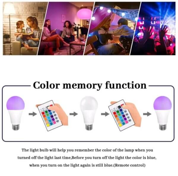16 Color RGB LED Light Bulb with Remote Control - Image 9
