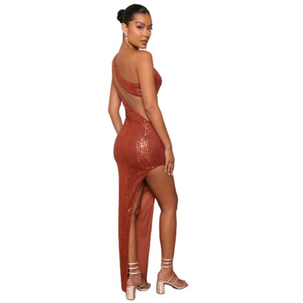 One Shoulder High Slit Sequin Maxi - Image 3