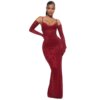 Back slit Maxi Dress with Gloves