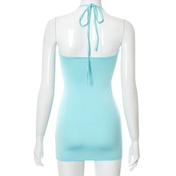 Halter Neck Backless Front Detailed Mini Dress - Image 3