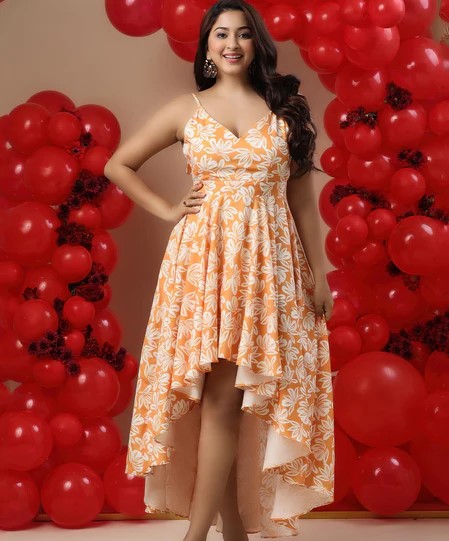 V-neck High Low Printed Maxi Dress - Image 2