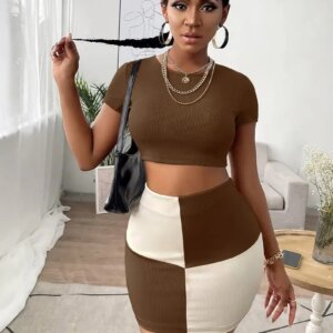 Colour Block Skirt and Top for Women