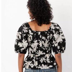 Flora Printed Puff Sleeve Bustier Top