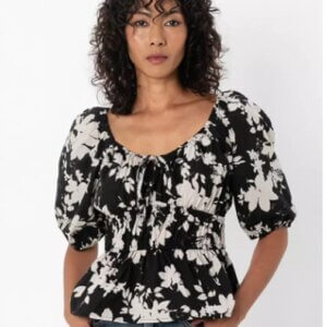 Flora Printed Puff Sleeve Bustier Top