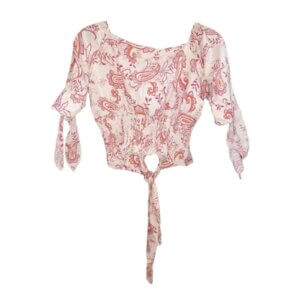 Front Knot Mock Button Down Crop Top