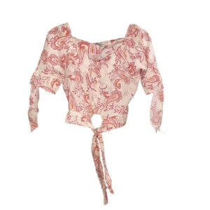 Front Knot Mock Button Down Crop Top