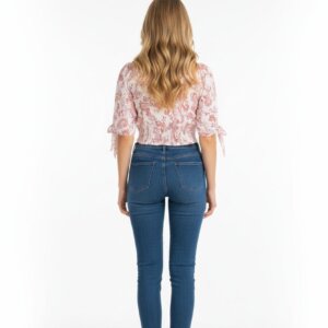 Front Knot Mock Button Down Crop Top