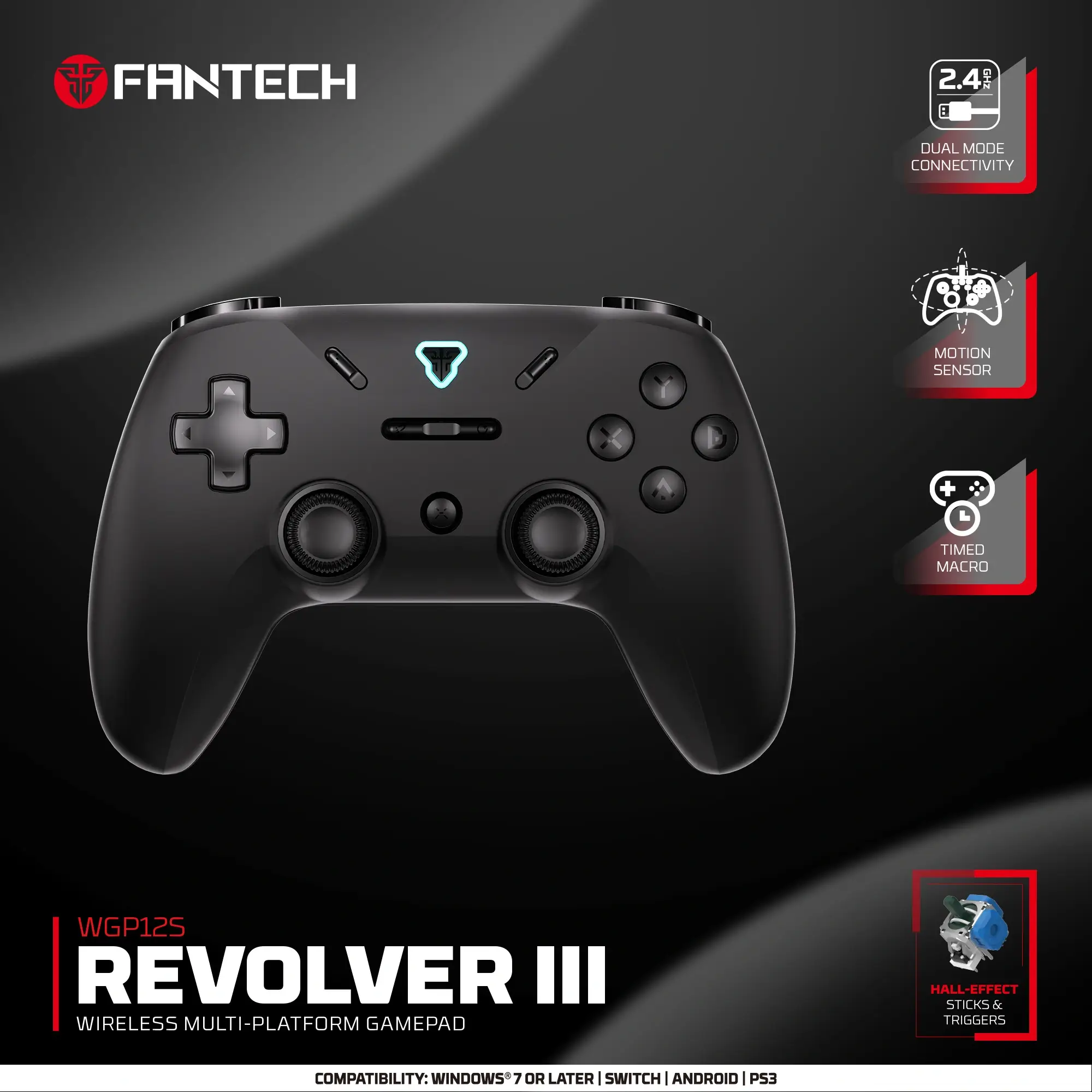 FANTECH REVOLVER III WGP12S WIRELESS MULTI-PLATFORM GAMING CONTROLLER