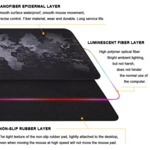 LED MOUSE PAD GAMING | LARGE (790mm*300mm*4mm) WORLD MAP
