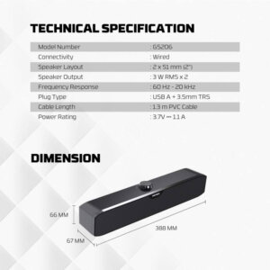 FANTECH GS206 LITE GROOVE BAR WIRED GAMING SPEAKER