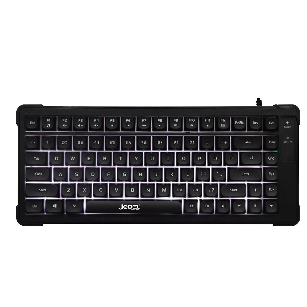 JEDEL K33 Wired Keyboard Rainbow LED Backlit Mechanical Feeling Gaming Keyboard 84 Keys