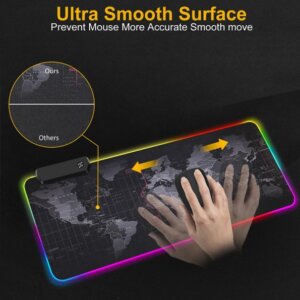 LED MOUSE PAD GAMING | LARGE (790mm*300mm*4mm) WORLD MAP